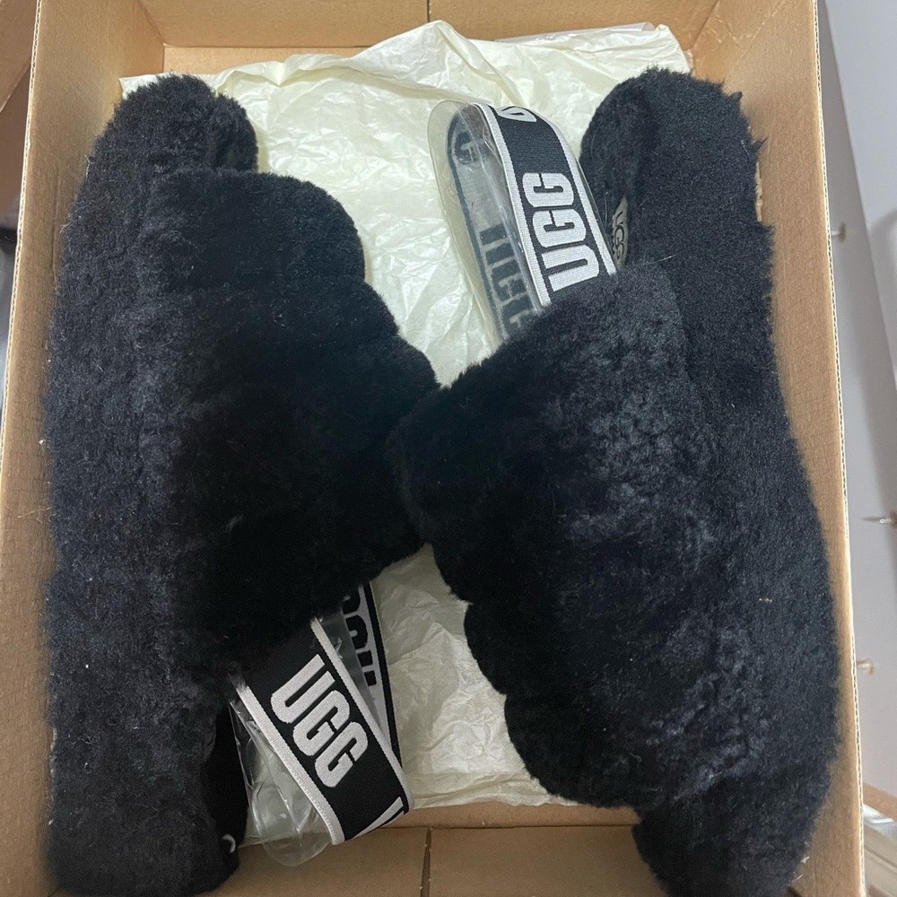 Oh yeah black ugg fur slides